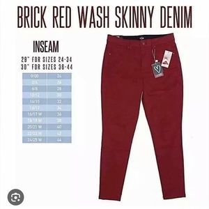 LulaRoe brick red skinny jeans.